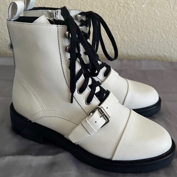 All Saints Donita White Leather Combat Boots NEW 9 - Picture 8 of 11